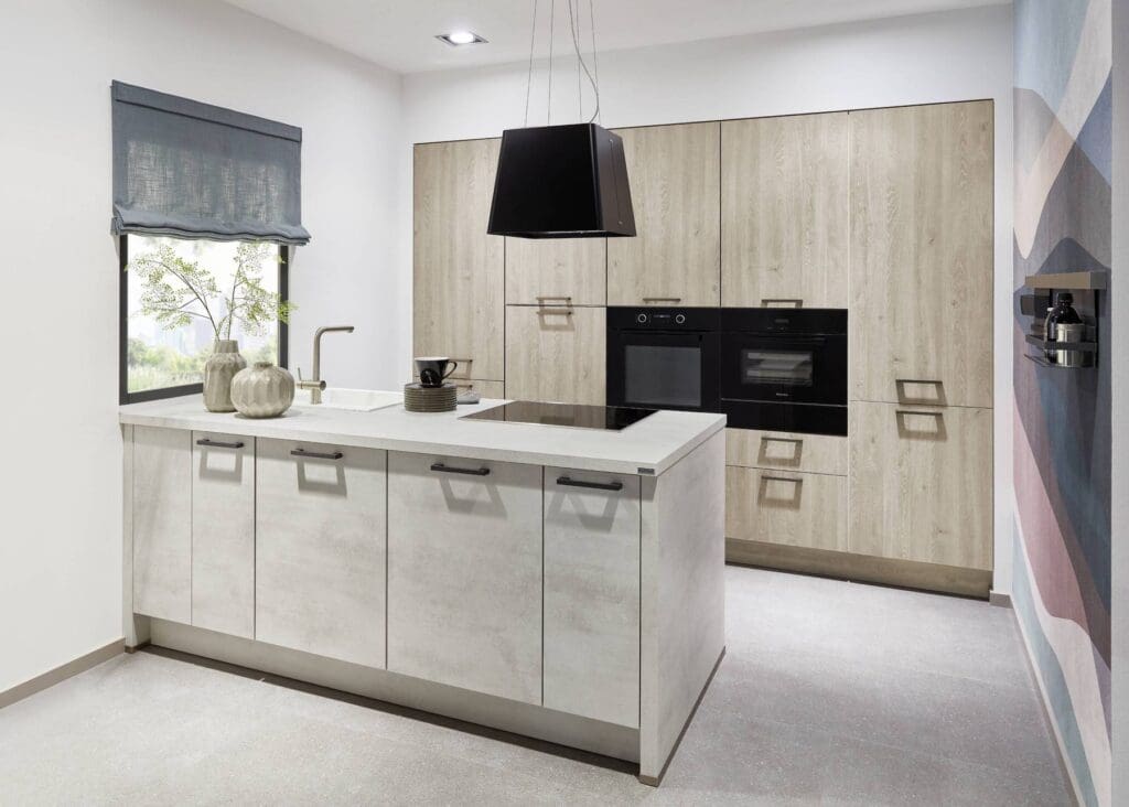 Small Kitchens Manchester - Nobilia Wooden Island Kitchen | Portfolio Kitchens, Swinton